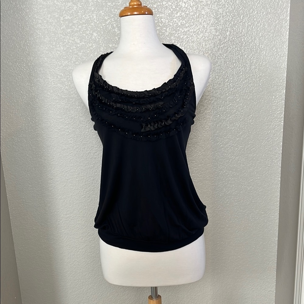 Express Black Ruffled Sleeveless Halter Top size Medium